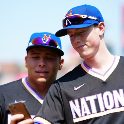 Brett Baty and Michael Toglia of National League Futures Team News Photo  - Getty Images