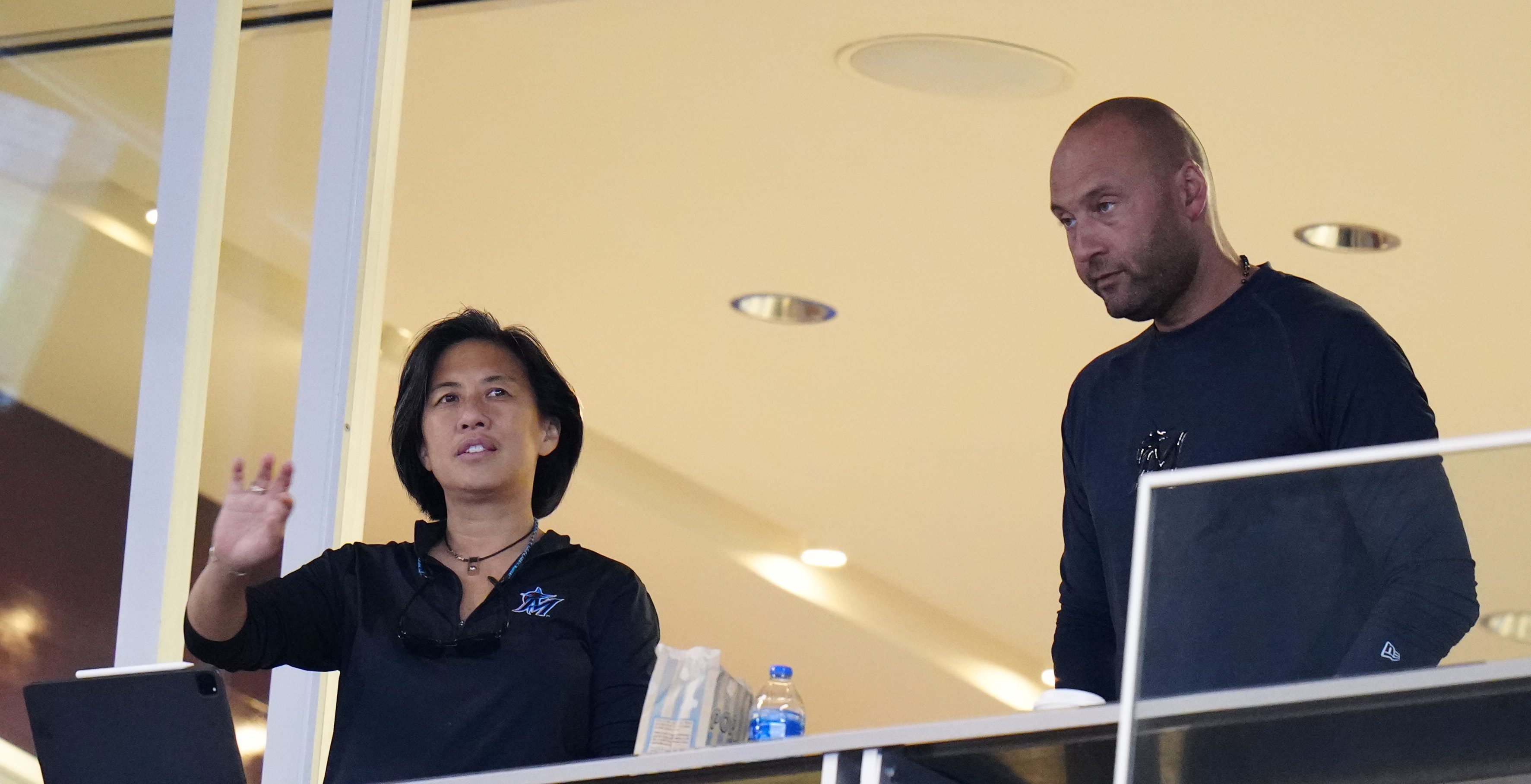 Manager Skip Schumaker of the Miami Marlins looks on against the News  Photo - Getty Images