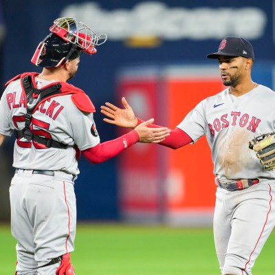 Boston Red Sox 1B Triston Casas, left, reacts to a triple play in the  News Photo - Getty Images