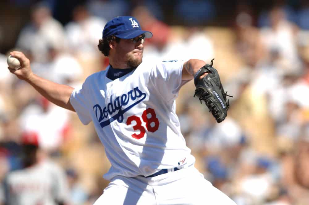 Yes, that's former Dodger Eric Gagne behind the bar  and on the