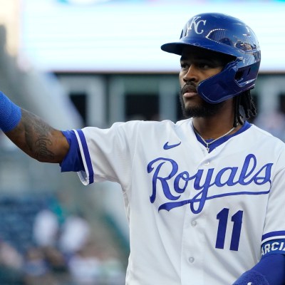 St. Petersburg, USA. 23rd June, 2022. St. Petersburg, FL USA; Kansas City  Royals first baseman Nick Pratto (32) celebrates after homering in the  first inning during an MLB game against the Tampa