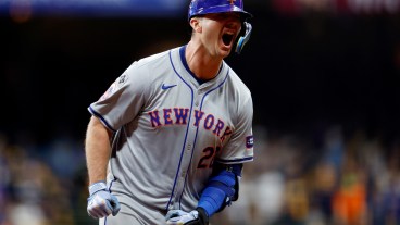 Pete Alonso of the New York Mets is one of the top pending free agents. Here, he rounds the bases after hitting a home run in the ninth inning against the Milwaukee Brewers during Game Three of the Wild Card Series at American Family Field on October 03, 2024 in Milwaukee, Wisconsin. His home run pushed the Mets into the next round of the playoffs. (Photo by John Fisher/Getty Images)